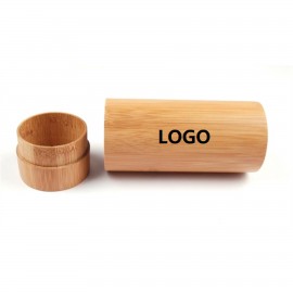 Round Bamboo Sunglasses Case with Logo  Round Bamboo Sunglasses Case with Logo