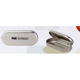 Logo Branded Round Metal Sunglass Case