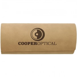 Tan/Black Leatherette Eyeglass Case with Logo