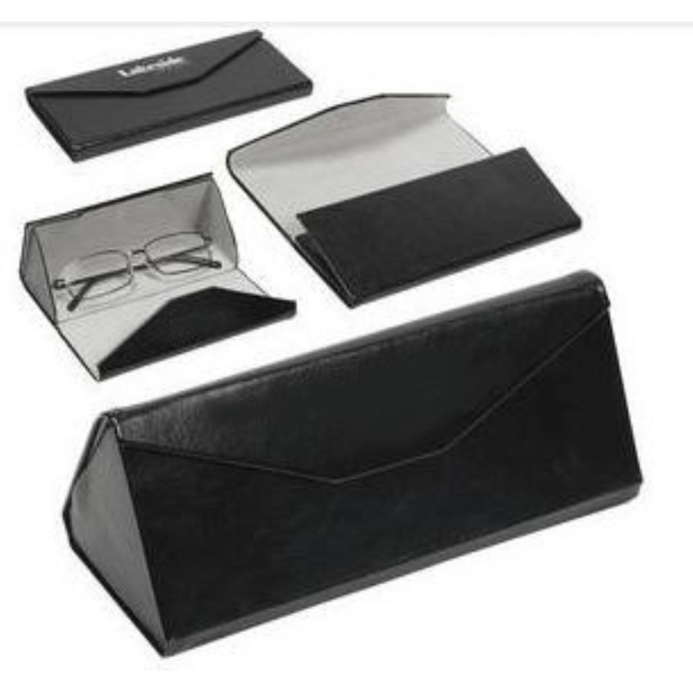 Foldable Triangle PU Leather Sunglass Case with Logo