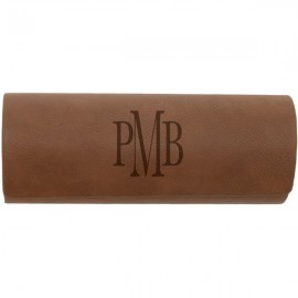 Brown/Black Leatherette Eyeglass Case with Logo  Brown/Black Leatherette Eyeglass Case with Logo