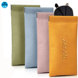 Portable Leather Squeeze Top Eyeglass Case with Logo