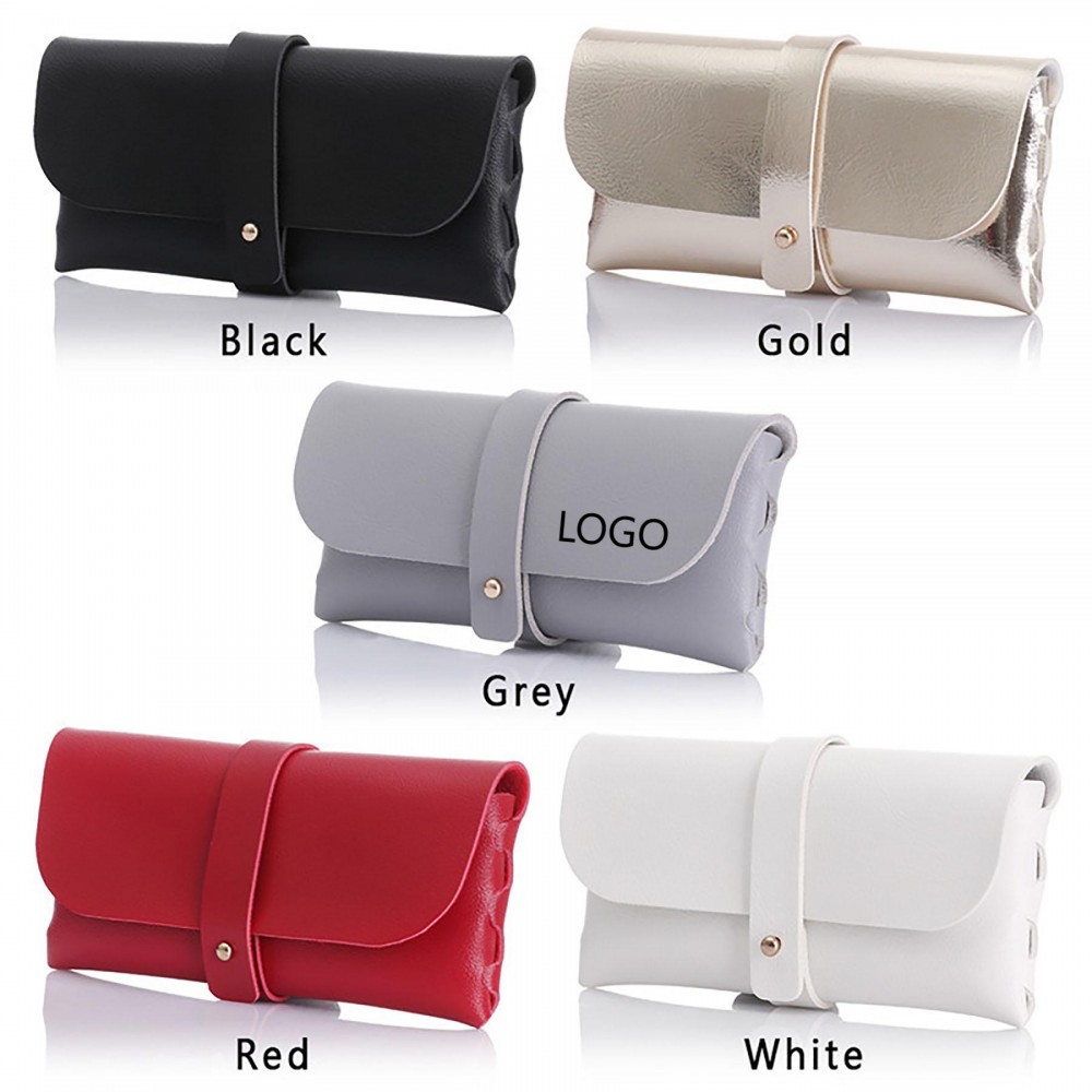 Portable Leather Eyeglass Case with Logo