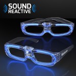 Logo Branded Sound Reactive Lights Blue Party Shades, 80s Style