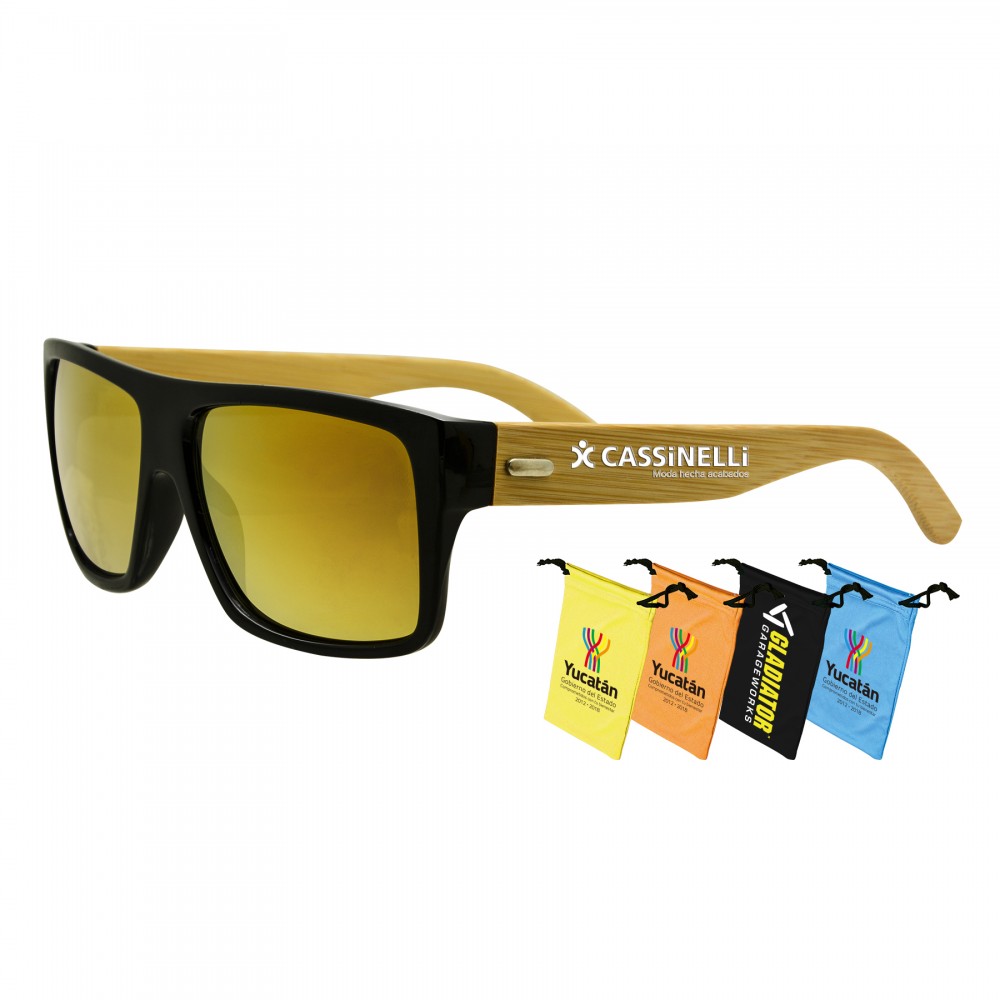 Bamboo Sunglasses Yellow Lens Custom Imprinted