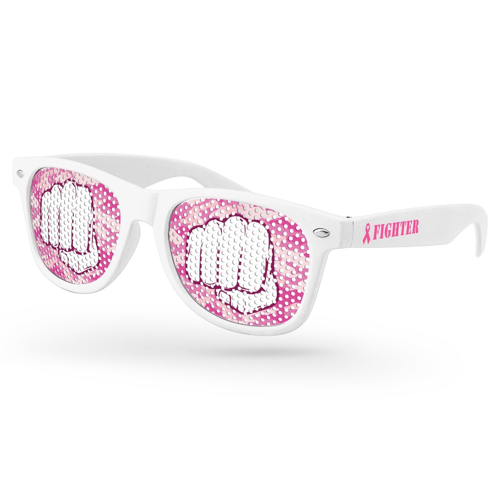 Breast Cancer Awareness Retro Pinhole Sunglasses Logo Branded