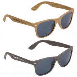 Logo Branded Sebring UV400 Wood Grain Sunglasses