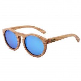 Promotional Zebra Full Wood Mirrored Promotional Sunglasses W/Temple Imprint