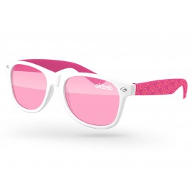 Promotional 2-Tone Retro Sunglasses w/1 Color Lens Imprint & 1 Color Extended Temple Imprint