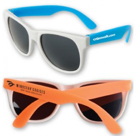 Logo Branded Neon Sunglasses w/White Frame