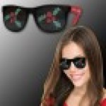 Custom Printed Neon Red Christmas Holly Billboard Sunglasses