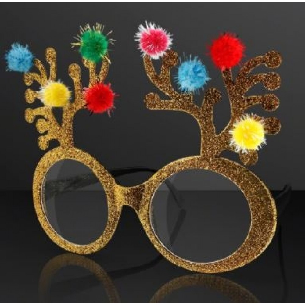 Custom Imprinted Christmas Reindeer Antler Novelty Glasses (NON-Light Up)