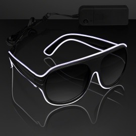 White "Neon Look" Aviator EL Shades - BLANK Custom Printed