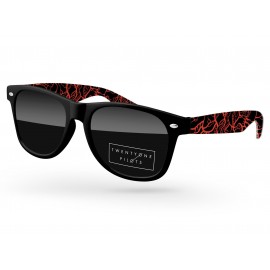 Retro Sunglasses w/Lens Imprint & Full Color Arms Sublimation Wrap Logo Branded