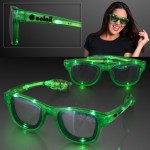 LED Flashing Cool Shade Green Sunglasses Logo Branded