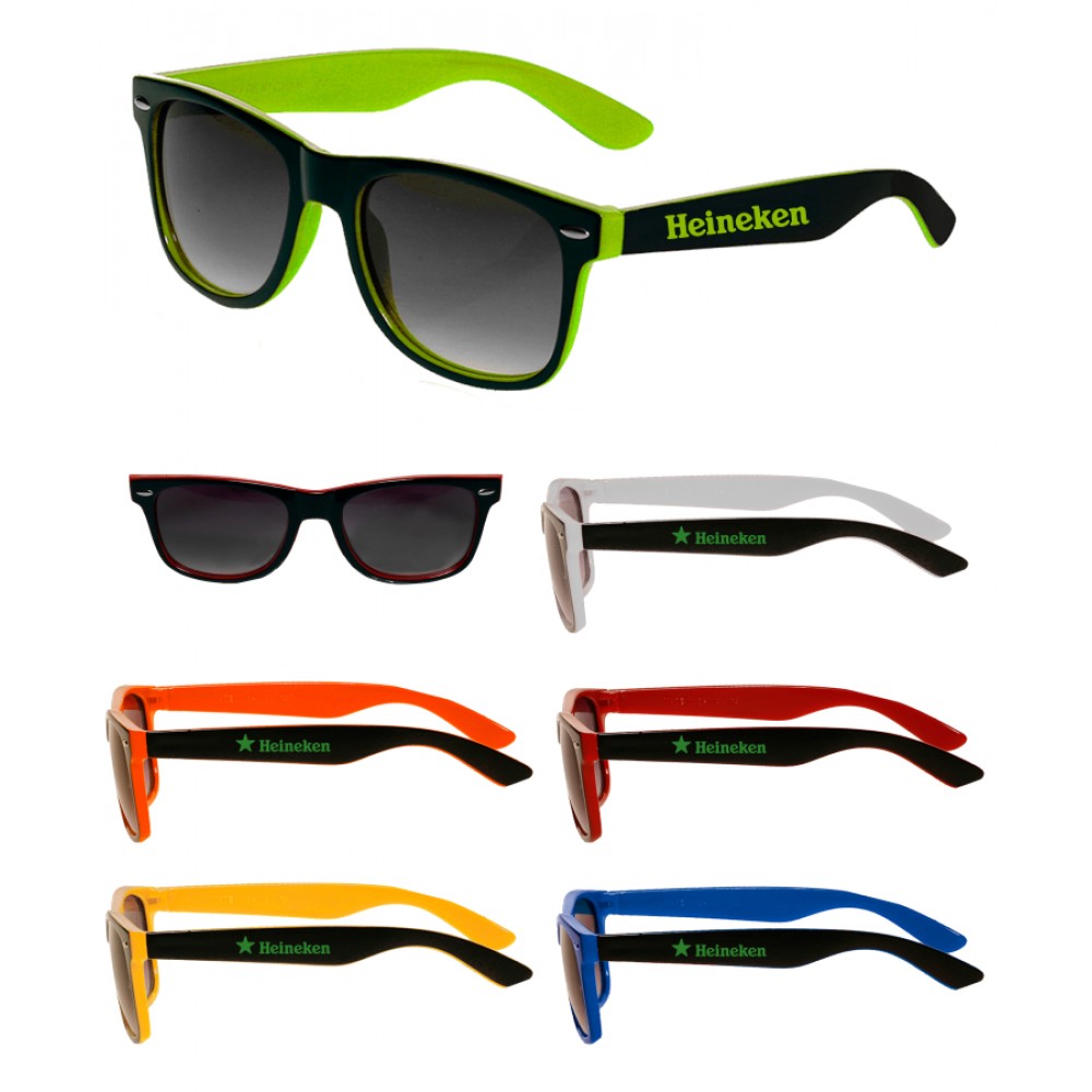 Two Color Black Malibu Sunglasses Logo Branded