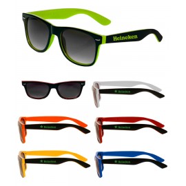 Two Color Black Malibu Sunglasses Logo Branded