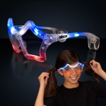 Custom Imprinted Custom Red White & Blue Flashing LED Star Sunglasses - Overseas Imprint