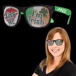 Custom Imprinted Kiss Me I'm Irish Neon Green Billboard Sunglasses