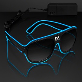 Custom Printed Blue "Neon Look" Aviator EL Shades