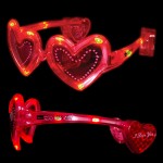 Custom Imprinted Heart Shaped Red Light Up Sunglasses - Domestic Imprint