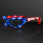 Custom Imprinted USA Stars & Flag Stripes LED Flashing Sunglasses - BLANK