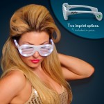 Promotional White Light Up Slotted Sunglasses - Overseas Imprint Logo Branded