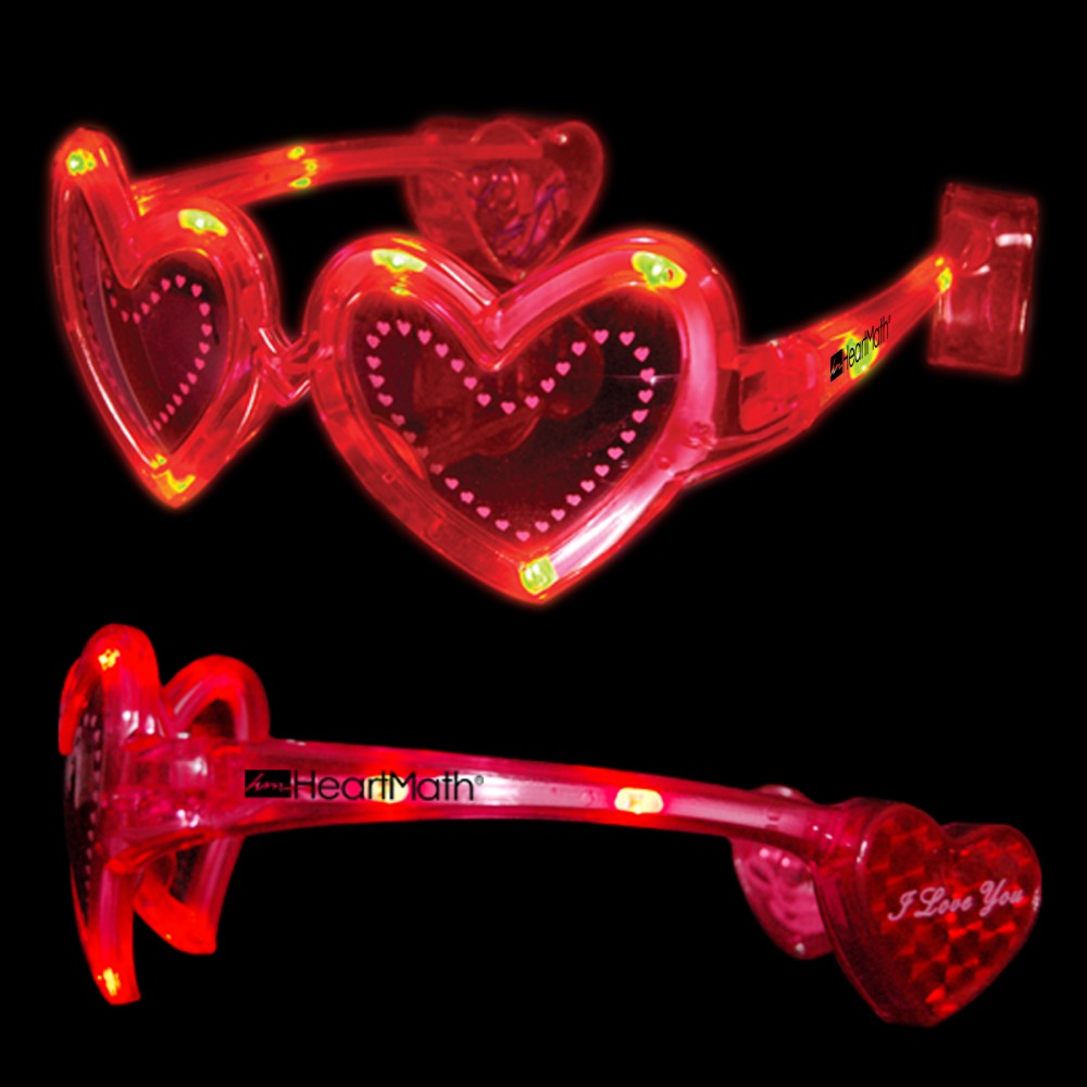 Heart Shaped Red Light Up Sunglasses - Overseas Imprint Custom Imprinted