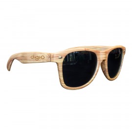 Logo Branded Light Wood Tone Miami Sunglasses