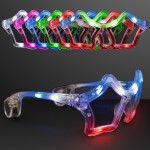 Logo Branded Assorted Color Flashing LED Star Shaped Sunglasses - BLANK