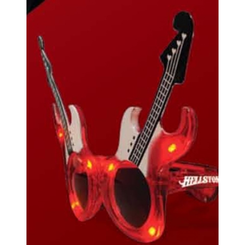 Imprinted Red Guitar LED Sunglasses - Domestic Imprint Custom Printed