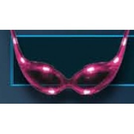 Mardi Gras Masquerade Pink LED Cat Eye Glasses - BLANK Logo Branded