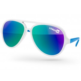 2-Tone Aviator Sport Mirror Sunglasses Logo Branded