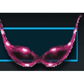 Promotional Imprinted Mardi Gras Masquerade Pink LED Cat Eye Glasses