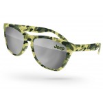 Logo Branded Frog Mirror Promotional Sunglasses w/Full Frame Sublimation Wrap