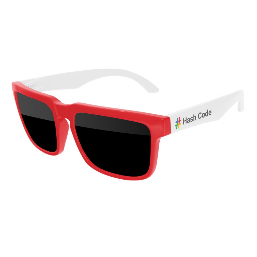 2-Tone Heat Sunglasses w/ Temple Imprint Logo Branded