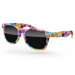Retro Sunglasses w/Lens Imprint & Full Color Front Frame Sublimation Wrap Logo Branded