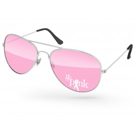 Promotional Breast Cancer Awareness Metal Aviator Sunglasses