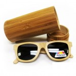 Custom Printed Polarized Bamboo Sunglass in Bamboo Tube Case .