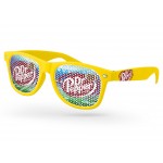 Retro Pinhole Promotional Sunglasses w/Full Color Temple Imprint Custom Imprinted