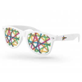 Currently Not Available - Retro Pinhole Sunglasses w/Full Color Temple Imprint Custom Imprinted