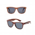 Promotional Classic Wood Printed Black Mirror Square Lens Horn Rimmed Sunglasses