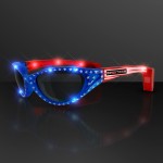 USA Stars & Flag Stripes LED Flashing Sunglasses - Domestic Imprint Logo Branded