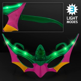 Purple, Green & Gold Mardi Gras Mask LED Shades - BLANK Logo Branded