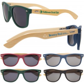 Logo Branded Wooden Bamboo Sunglasses