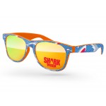 Logo Branded Retro Mirror Sunglasses w/1 Color Lens Imprint & Full Color Full Frame Heat Transfer