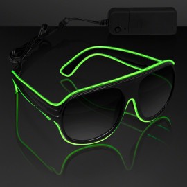 Green"Neon Look" Aviator EL Shades - BLANK Logo Branded