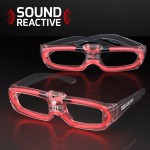 Logo Branded Sound Reactive LED Red Party Shades, 80s Style