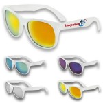 Custom Printed Classic Reflector Mirrored Sunglasses w/UV Protection
