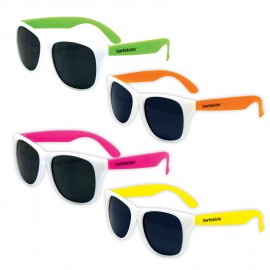 Kids White Frame Classic Neon Sunglasses Custom Printed